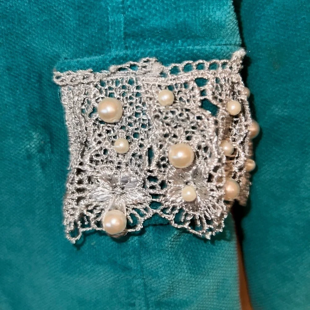 Vintage Lace and Pearl Embellished Blazer